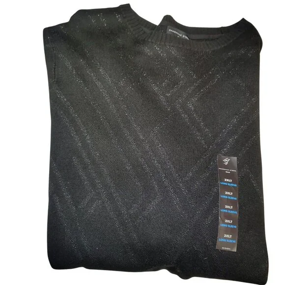 Shaquille O’Neal XLG Metallic Knit Sweater Black Gunmetal NWT 2XLT Holiday Shirt - Picture 5 of 5